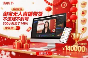 淘宝无人直播带货，不违规不封号，不需要发视频，300小时卖了14W！冲年货节【揭秘】-游客之家