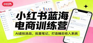 小红书蓝海电商训练营：AI虚拟选品，批量笔记，打造睡后收入系统-游客之家