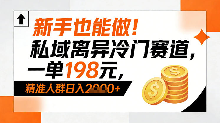 新手也能做！私域离异冷门赛道，一单198，精准人群日入1k+-游客之家