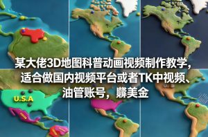 某大佬3D地图科普动画视频制作教学，适合做国内视频平台或者TK中视频、油管账号，賺美金-游客之家