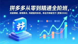 拼多多从零到精通全阶班，流量爆破、疑难解决，构建盈利体系，单店月销破百万(更新2026-游客之家