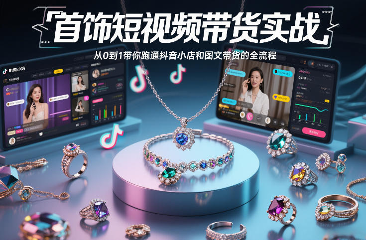 首饰短视频带货实战，从0到1带你跑通抖音小店和图文带货的全流程-游客之家