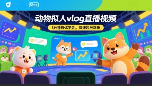 动物拟人vlog直播视频，5分钟教你学会，快速起号涨粉-游客之家