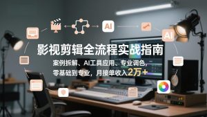 影视剪辑全流程实战指南，案例拆解、AI工具应用、专业调色，零基础到专业，月接单收入2万+-游客之家