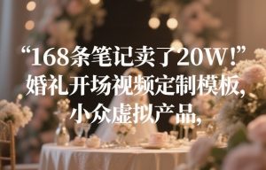 168条笔记卖了20W！婚礼开场视频定制模板，小众虚拟产品-游客之家