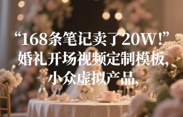 168条笔记卖了20W！婚礼开场视频定制模板，小众虚拟产品-游客之家
