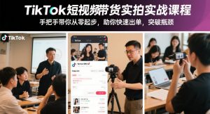 TikTok短视频带货实拍实战课程，手把手带你从零起步，助你快速出单，突破瓶颈-游客之家