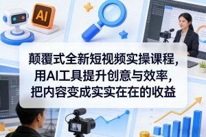 颠覆式全新短视频实操课程，用AI工具提升创意与效率，把内容变成实实在在的收益-游客之家