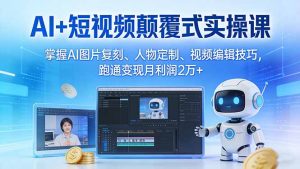 AI+短视频颠覆式实操课：掌握AI图片复刻、人物定制、视频编辑技巧，跑通变现月利润2万+-游客之家