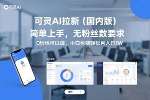 可灵AI拉新(国内版)，简单上手，无粉丝数要求，0粉也可以做，小白也能轻松月入过1W-游客之家