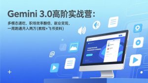 Gemini 3.0高阶实战营：多模态通吃、职场效率翻倍、副业变现，一周跑通月入两万(教程+飞书资料-游客之家