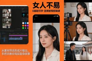 0基础可学！《女人不易》竖屏剧情剪辑课，从素材筛选到成片输出，手把手教你驾驭复杂故事-游客之家