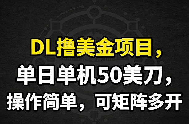 DL撸美金项目，单日单机50美刀，操作简单，可矩阵多开-游客之家