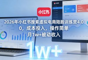 2026年小红书搜索虚拟电商陪跑训练营4.0，0成本投入，操作简单，月1w+被动收入-游客之家