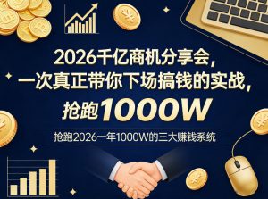 2026千亿商机分享会，一次真正带你下场搞钱的实战，抢跑2026一年1000W的三大賺钱系统-游客之家
