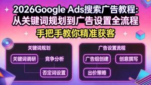 2026Google Ads搜索广告教程:从关键词规划到广告设置全流程,手把手教你精准获客-游客之家