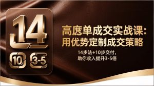 高客单成交实战课：用优势定制成交策略，14步法+10步交付，助你收入提升3-5倍-游客之家