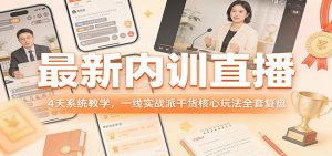 最新内训直播,4天系统教学,一线实战派干货核心玩法全套复盘-游客之家