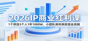 2026IP商业红利课：1个项目3个人1年1000W，小团队高利润变现全流程-游客之家