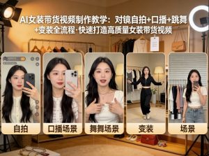 AI女装带货视频制作教学,对镜自拍、口播、跳舞、变装全流程,快速打造高质量女装带货视频-游客之家