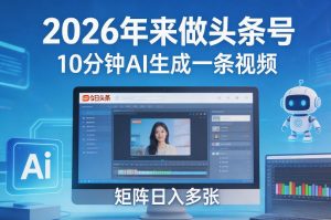 2026年来做头条号,10分钟AI生成一条视频,矩阵日入多张-游客之家