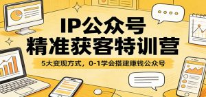 IP公众号精准获客特训营：5大变现方式，0-1学会搭建赚钱公众号-游客之家
