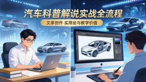 抖音汽车科普解说实战：文案+动画+画面处理+去水印全流程，打造专业汽车科普视频-游客之家