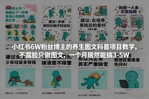 小红书6W粉丝博主的养生图文科普项目教学，不露脸只做图文，一个月居然能搞3-5W-游客之家