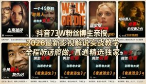 抖音73W粉丝博主亲授,2026最新影视解说实战教学,全程听话照做,直通精选独家-游客之家