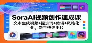 SoraAI视频创作速成课:文本生成视频+提示词+剪辑+风格化,新手快速出片-游客之家