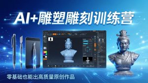 AI+雕塑雕刻训练营：从AI创作、大模型训练到3D雕刻 + 渲染，零基础也能出高质量原创作品-游客之家