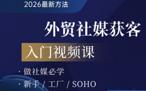 2026外贸社媒获客入门课-游客之家