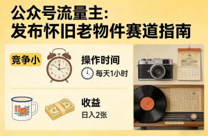 公众号流量主之发布怀旧老物件赛道,竞争小,每天操作1小时,日入2张-游客之家