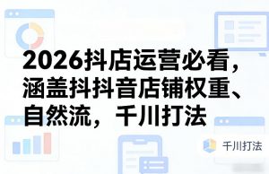 2026抖店运营必看，涵盖抖音店铺权重、自然流，千川打法-游客之家