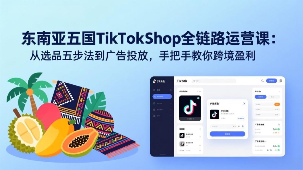 东南亚五国TikTok Shop全链路运营课:从选品五步法到广告投放,手把手教你跨境盈利-游客之家