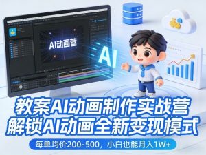 教案AI动画制作实战营,解锁AI动画全新变现模式,每单均价200-500,小白也能月入1W+-游客之家