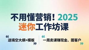 不用懂营销！2025 迷你工作坊课：送填空大纲 + 模板，一周卖课赚现金、圈客户-游客之家