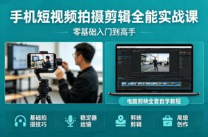 手机短视频拍摄剪辑全能实战课：零基础入门到高手，稳定器运镜+电脑剪映全套自学教程-游客之家