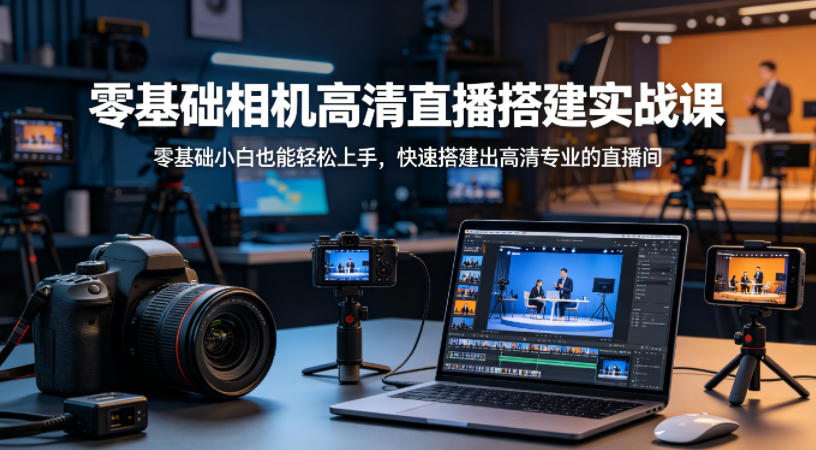 零基础相机高清直播间搭建实战课,小白也能轻松上手,快速搭建出高清专业的直播间-游客之家