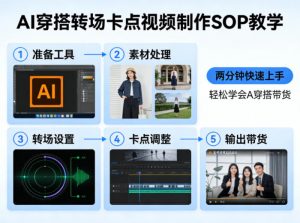 AI穿搭转场卡点视频制作SOP教学，两分钟快速上手，轻松学会AI穿搭带货-游客之家