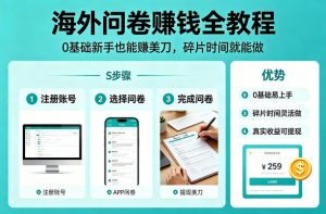 海外问卷賺钱全教程，0基础新手也能賺美刀，碎片时间就能做-游客之家