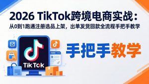2026TikTok跨境电商实战-更新:从0到1跑通注册选品上架,出单发货回款全流程手把手教学-游客之家