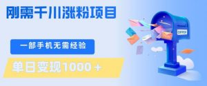 刚需千川涨粉项目，一部手机无需技术，单日变现1k+，当天做当天见收益【揭秘】-游客之家