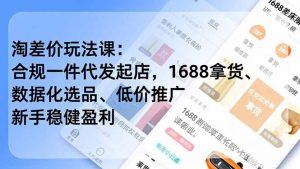 淘差价玩法课：合规一件代发起店，1688拿货、数据化选品、低价推广，新手稳健盈利(更新4月-游客之家