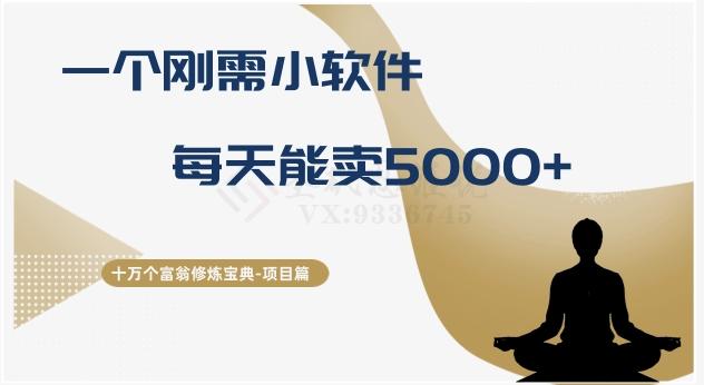 十万个富翁修炼宝典之17.一个刚需小软件，每天能卖5000+-游客之家