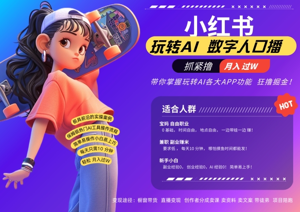 小红书数字人暴力起号，AI改写文案，再也不用费劲录口播，流量火爆月入破W轻松拿捏-游客之家