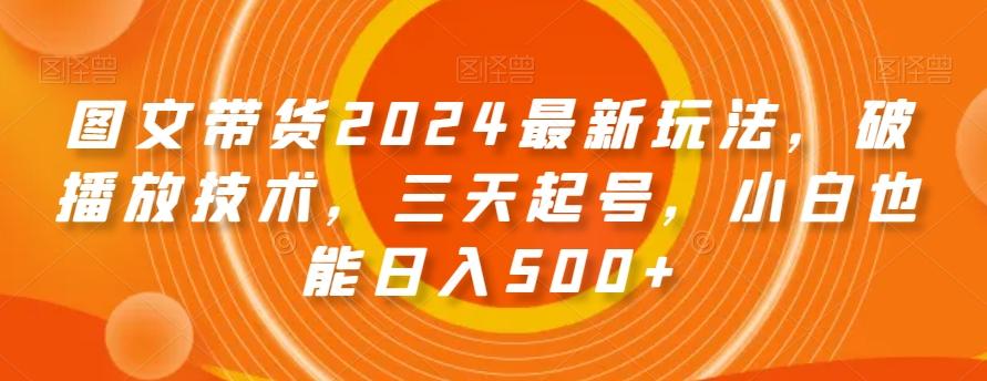 图文带货2024最新玩法，破播放技术，三天起号，小白也能日入500+【揭秘】-游客之家