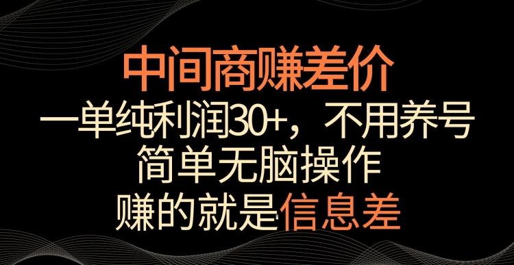 中间商赚差价，一单纯利润30+，简单无脑操作，赚的就是信息差，轻轻松松日入1000+【揭秘】-游客之家
