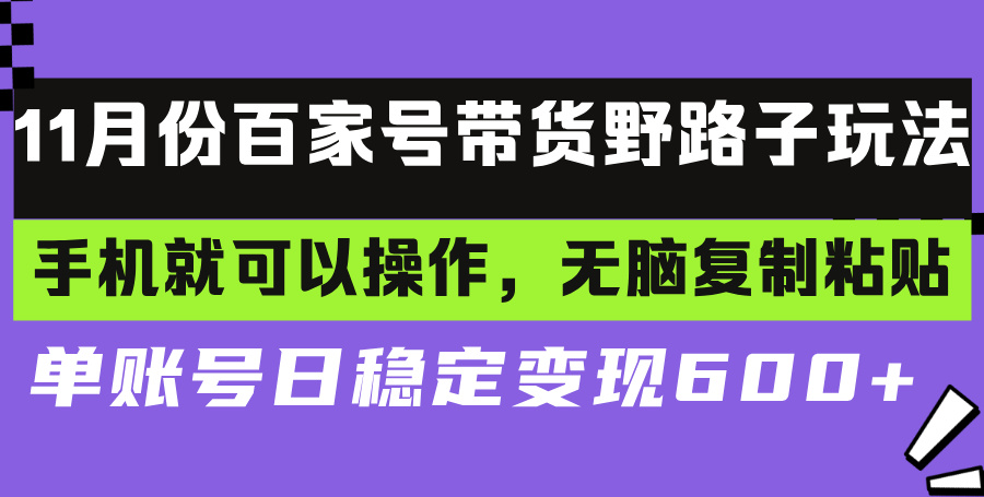 百家号带货野路子玩法 手机就可以操作，无脑复制粘贴 单账号日稳定变现...-游客之家