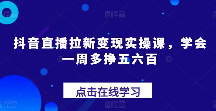 抖音直播拉新变现实操课，学会一周多挣五六百-游客之家